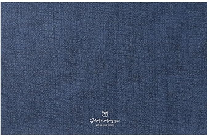 Faux Leather Heat Table Placemats Set of 1/4/6 Waterproof Wipeable Dining PU Place Mats for Indoor & Outdoor(TEX-Navy,45x30cm 1pcs)