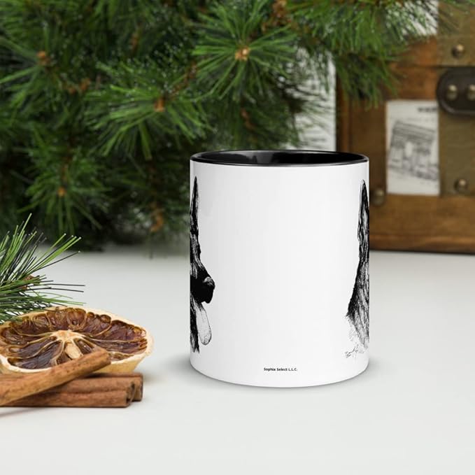 German Shepherd B&W 11oz Ceramic Mug with Color Inside