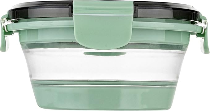 Restaurantware-Fresh Hero 13.6 Ounce Storage Containers, 1 Durable Airtight Food Containers - Microwavable, Freezable, Green Plastic, Collapsible, Dishwashable, With Vented Lids