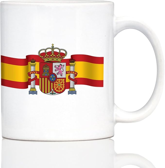 Bevvee Spain Flag Coffee Mug - Spain Souvenirs and Spanish Gifts for Women & Men - 11oz White Ceramic
