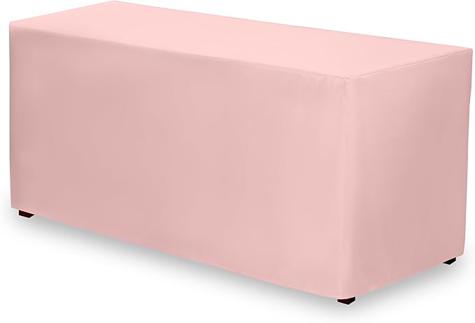 Gee Di Moda Fitted Tablecloth - 72 x 30 Inch Pink Floor-Length Fitted Table Cloth for 6 Foot Rectangle Table, Heavy Duty Washable Fabric for Parties, Dinner, Weddings, Baby Shower & Trade Show