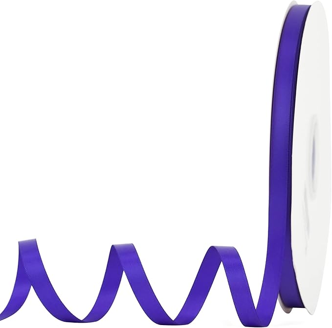 MEEDEE Purple Ribbon 3/8 Inch Purple Satin Ribbon Double Faced Satin Ribbon Purple Wedding Ribbon Thin Purple Ribbon for Gift Wrapping Purple Fabric Ribbon for Crafts Ribbon for Lei Making, 100 Yards