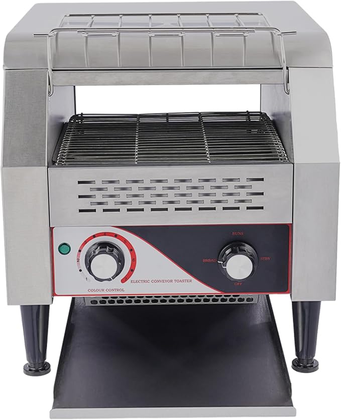Commercial Conveyor Toaster Electric Bread Toaster for Buffet Coffee Shop Hotel Sliced Bread Doughnuts Sandwiches Baking,7 Speed & 3 Baking Modes, Front/Back Output (300 Slices/Hour)