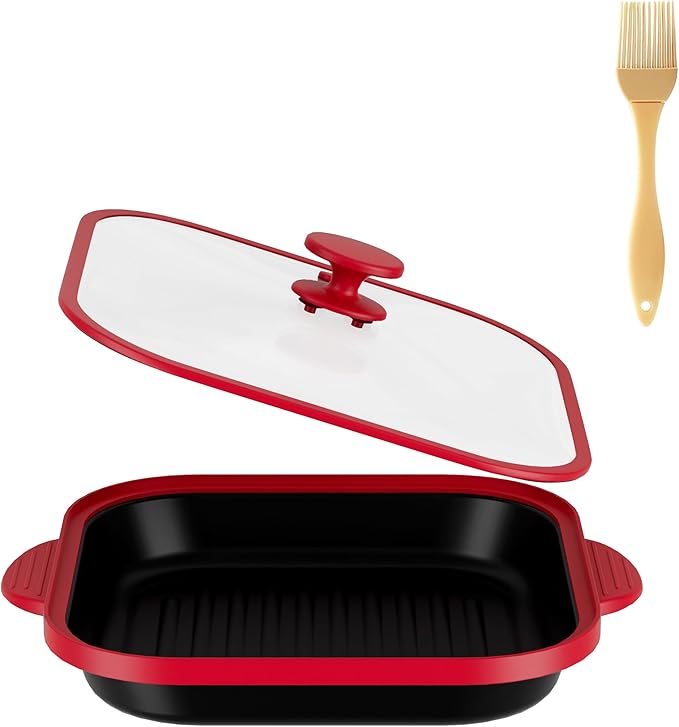 Microwave Grill Pan with Cover - Bacon Cooker, Crisper & Grilled Cheese Maker, Microwave Cookware,Dishwasher Safe for Easy Clean,Stocking Stuffer