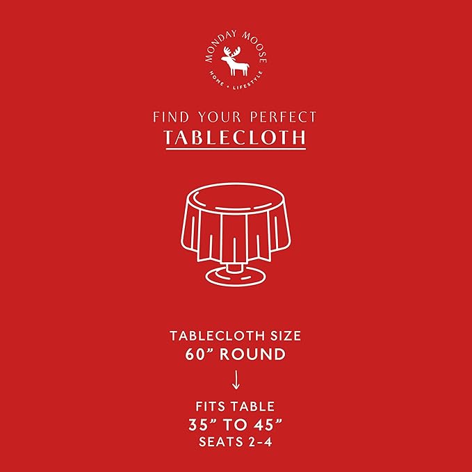 MONDAY MOOSE Gingham Checkered Farmhouse Rustic Ruffle Style Decoration Round Natural Stonewashed Cotton Tablecloth for Kitchen, Dining Room, Restaurant (60" Round, Red/White)