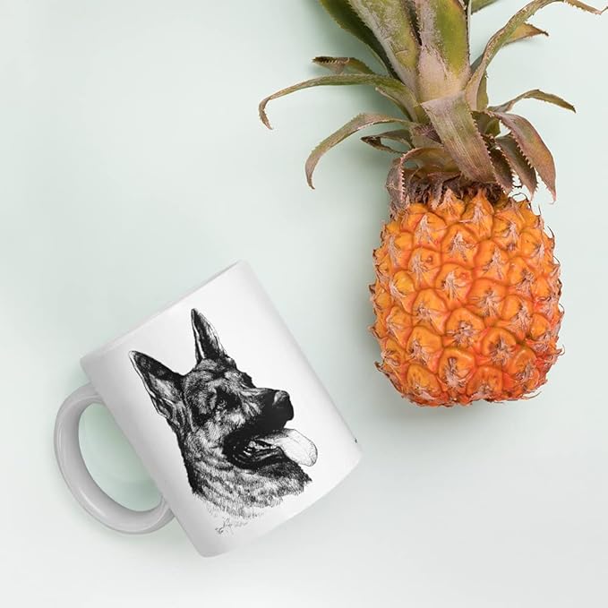 German Shepherd 11oz Ceramic White glossy mug 2