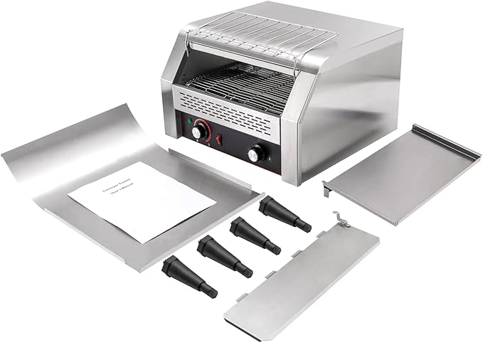 Commercial Toaster Conveyor Electric Stainless Steel Restaurant Toaster Oven for Bagel Burgers Bun Bread Heavy Duty Industrial Conveyor Toasters (150 Slices/Hour)