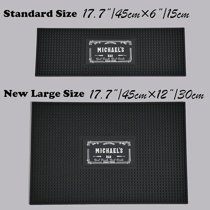 Personalised Bar Mat, Non-slip PVC Rubber Bar Mat, Custom Bar Name, Spill Mat for Countertop Home Bar Coffee Bar, Gifts for Bartender Drinking Lover Cocktail Lover Lover Newlywed, Beer Mat Decor