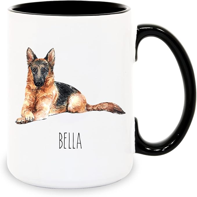 German Shepherd Custom Coffee Mugs with Name for Dog Mom Dad - Personalized Gifts for Best Friends - Grandma Grandpa Present (German Shepherd)