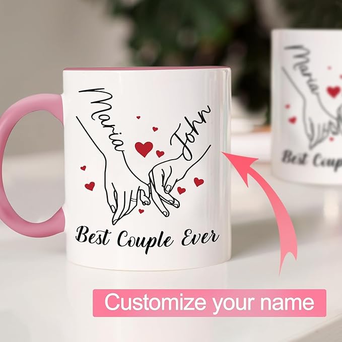 Personalized Coffee Mug with Photo Text Logo, 11OZ Custom Travel Cups, Personalized Valentine Birthday Employee Appreciation Gifts for Women Men Best Friend Office, Taza Personalizadas (couple mug)