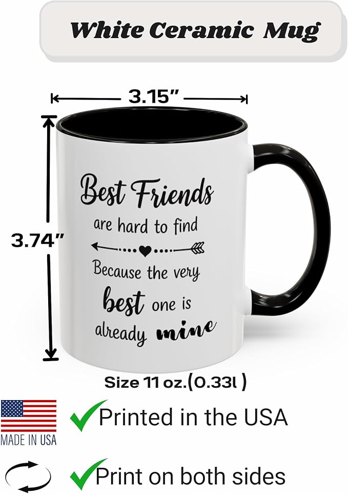 Best Friends Quote Coffee Mug, Best Friends Are Hard to Find Quote, Friendship Gift for Her, Funny BFF Birthday Mug