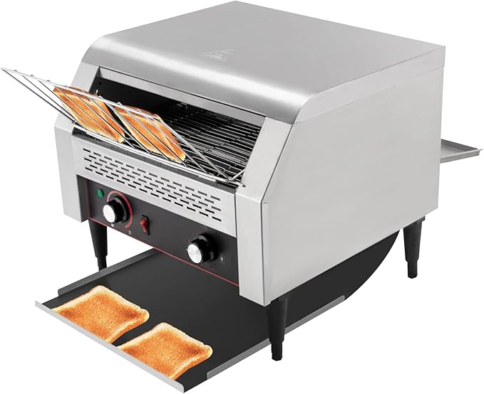 Commercial Toaster Conveyor Electric Stainless Steel Restaurant Toaster Oven for Bagel Burgers Bun Bread Heavy Duty Industrial Conveyor Toasters (150 Slices/Hour)