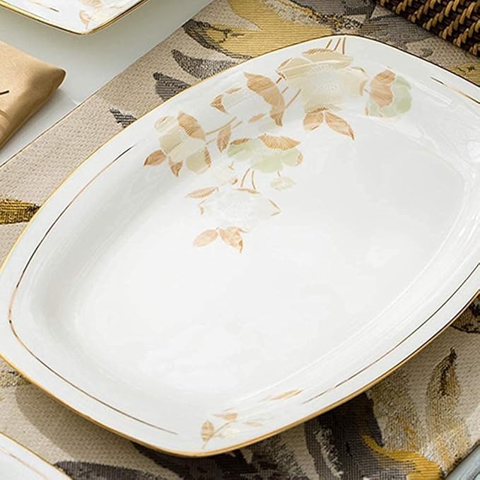 Dinnerware Set, Plates and Bowls Sets, Plate Sets with Dinner Plate, Porcelain Dessert Plate, for Parties, Celebrations, Family Celebrations(62 piecesC)