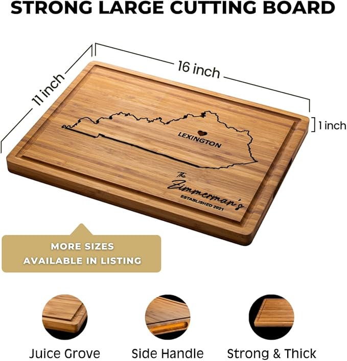 Kentucky Cutting Board Housewarming Gifts, Personalized Destination State Gift, Unique Charcuterie Board for Kitchen, USA Cheese Boards Gift for Host Family