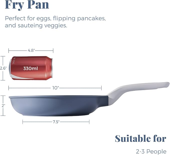 PRICUSIS Nonstick Ceramic Frying Pan, 8/10/12 Inch Non Toxic Skillet, Egg & Omelet & Chef's Pan, Induction Compatible & Oven Safe, Dishwasher Safe,PTFE PFAS & PFOA Free (10 Inch, Gray)