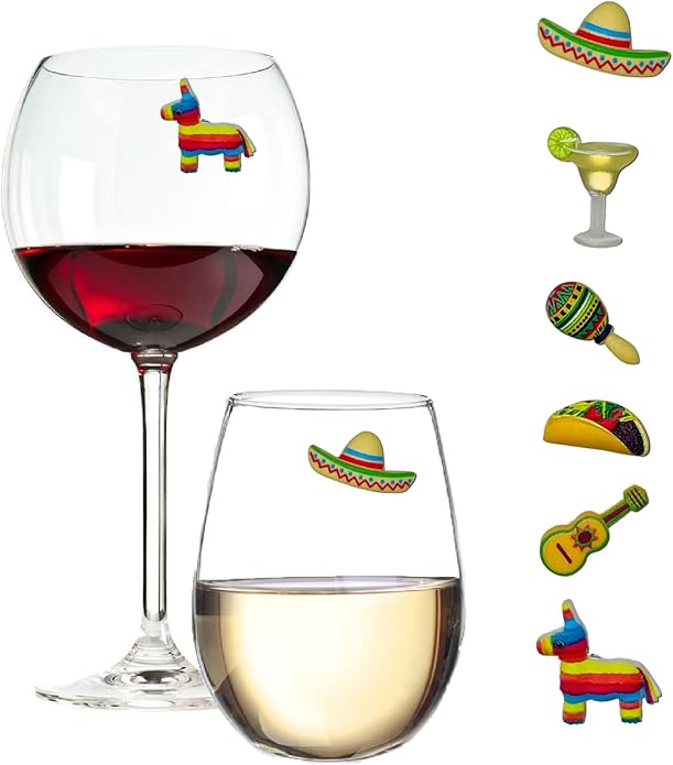 Simply Charmed Fiesta and Margarita Drink Charms - Magnetic Wine Glass Markers and Party Supplies