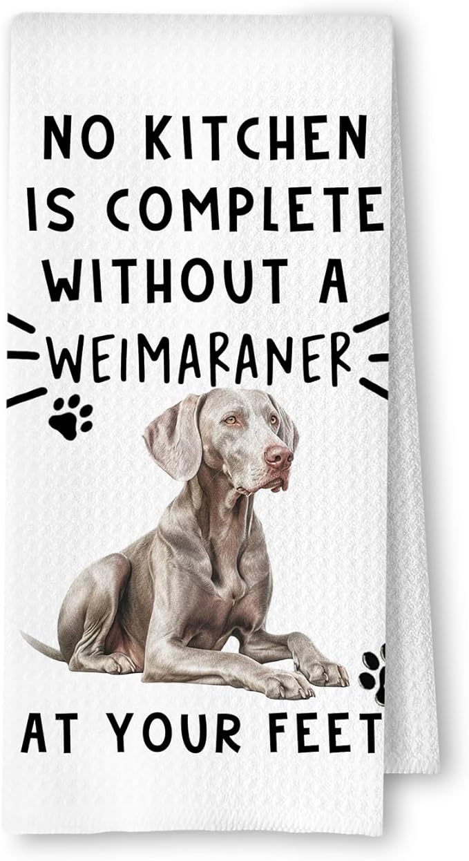 Weimaraner Funny Dog Kitchen Hand Towels - A Kitchen is Not Complete Without A Weimaraner Dish Towel Waffle Weave Hand Towels for Home Bathroom,Dog Lovers Gift,16×24 Inch