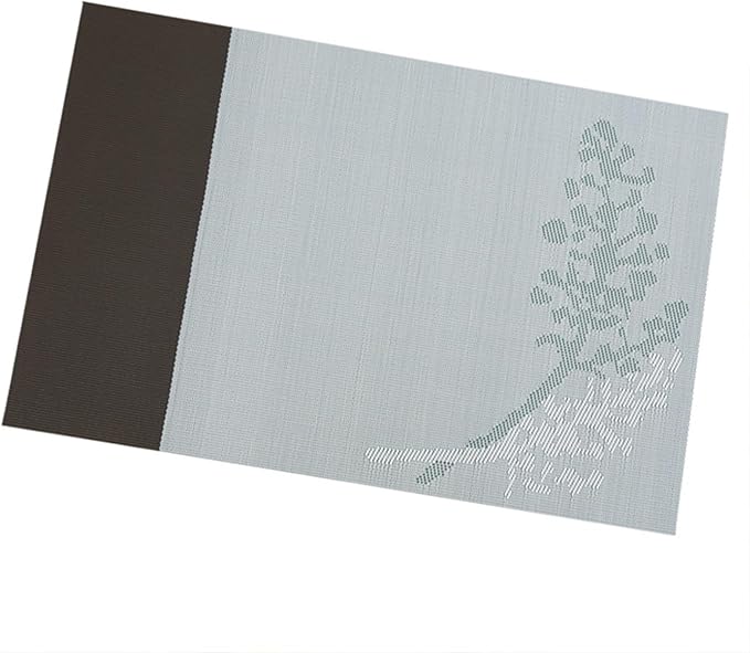 Heat- Stain Non-Slip Placemats for Kitchen Table Washable PVC Table Mat Woven Placemat(Tree Green,30X45CM_8 PCS Set)