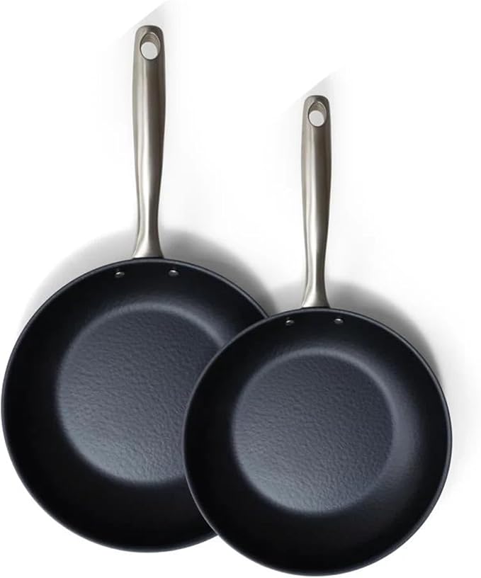 Alva Black Angus 9.5 & 11” Carbon Steel Frying Pan Set – Naturally Nonstick, PFAS-Free & Toxin-Free, Oven & Induction Safe, Chef-Grade Heat Control, Built to Last a Lifetime, Designed in Belgium