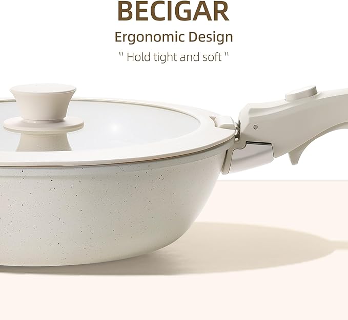 23pcs Ceramic Pots and Pans Set, Nonstick Detachable Handle Cookware, Induction Kitchen Cooking Set with Removable Handle,include Frying Pans & Saucepans Oven Safe, Induction, Stackable Set