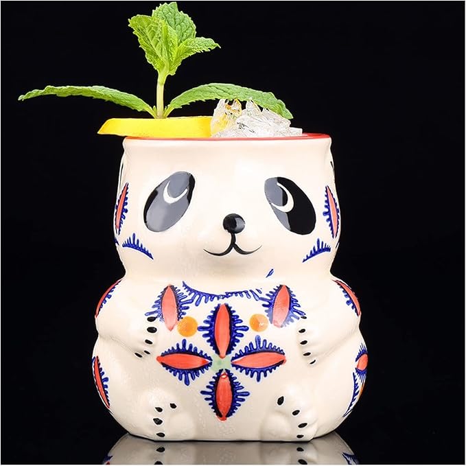 Cup Creative Panda Shape Wine Glass Hawaii Cocktail Glass Ceramic Cup Cute Beverage Drinking Whiskey Glass Bar Accessories