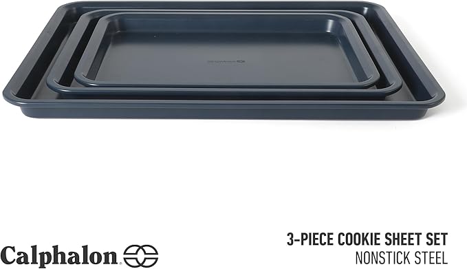 Calphalon Legacy 3 Piece 18 ", 15" and 13" PFA Free Nonstick Cookie Sheet - Navy Blue