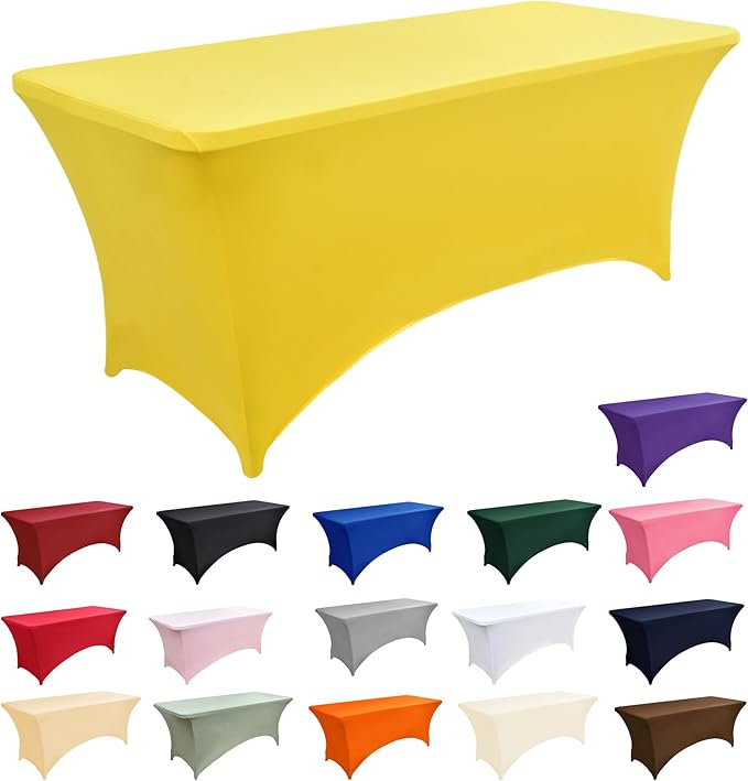 2-Pack 4ft Spandex Table Covers for Rectangular Folding Tables - Wrinkle Resistant Stretch Tight Table Cloths - Ultimate Fitted Table Protector for Parties, Banquet, and Wedding
