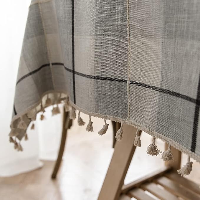 Neelvin Rustic Rectangle Burlap Thick Tablecloth Cotton Linen Table Linens Tablecloths Waterproof Wrinkle Free Table Cover for Kitchen Dinning,55"x102",10-12 Seats