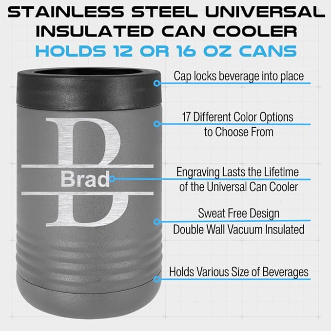 Personalized Insulated Can Cooler – Custom Can Holders for Drinks, Beer Coolers for and Bottle, Can Buddy Holder, Drink Sleeve, Soda Can Cooler – 12 oz & 16 oz, Vacuum Insulated