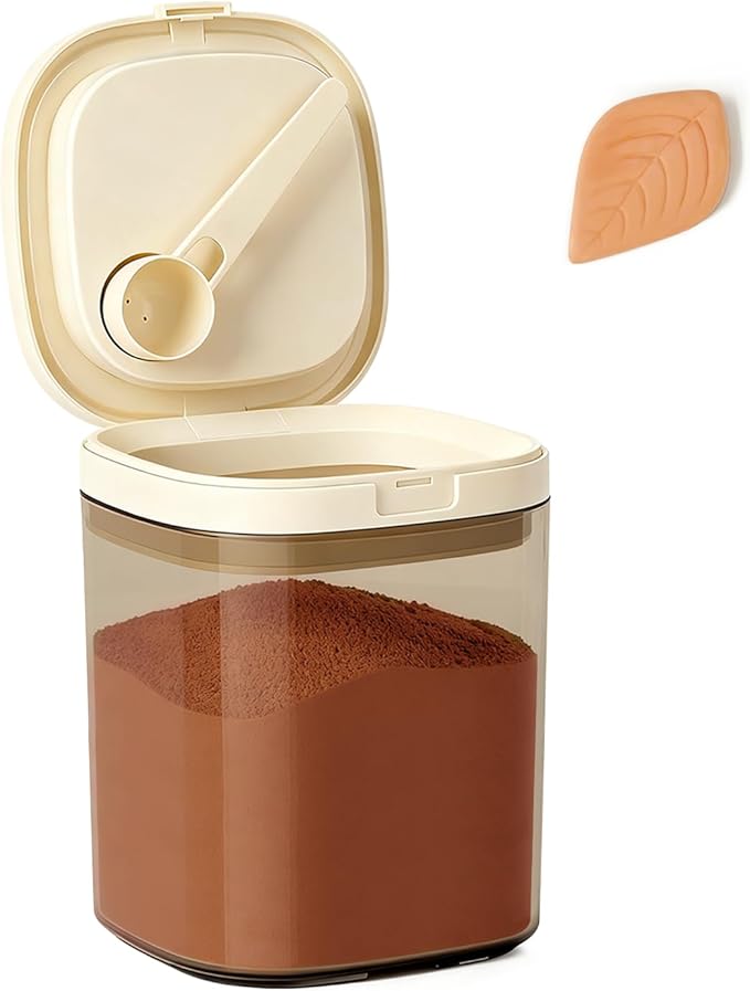 Airtight Brown Sugar Container with Clay Disc - 1.2 Qt (1200 ml) Glass Jar, Moisture Proof Storage Keeps Sugar Soft - Includes 1 Clay Disc & Spoon for Flour, Coffee, Dry Food, Sugar