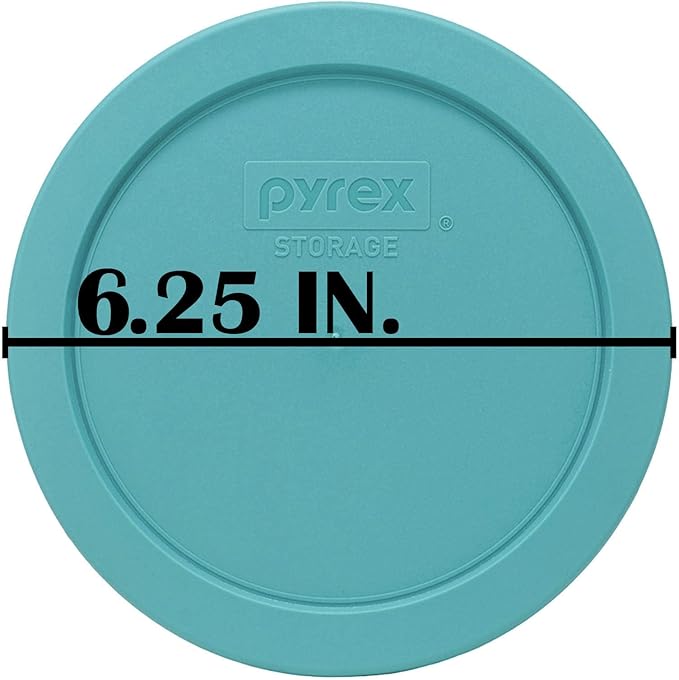 Pyrex 7201-PC Turquoise Round 4-Cup Plastic Food Storage Lid - Original Genuine Pyrex Lids -Made in the USA - 2 Pack