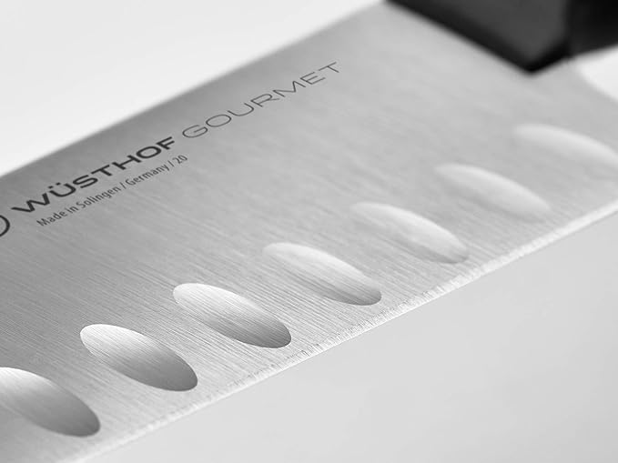 WÜSTHOF Gourmet 7" Hollow Edge Santoku Knife,Black