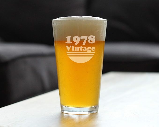Bevvee Vintage 1978 Pint Glass for Beer - 48th Birthday Gifts for Men or Women Turning 48 - Fun Bday Party Decor - 16 oz