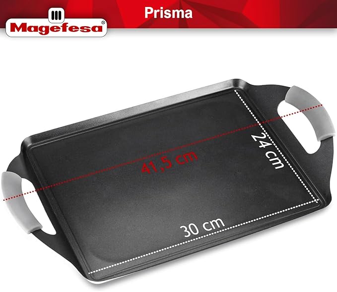 Magefesa Prisma 10.8-inch Teppanyaki Griddle Pan, made of 18/10 Stainless Steel, Triple Layer Nonstick Coating, Suitable for all types of Stovetops, Dishwasher & Oven Safe up to 392 ºF