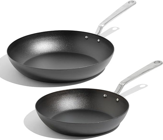 Made In Cookware - 2 Piece (Includes 10",12") Seasoned Blue Carbon Steel Frying Pan - (Like Cast Iron, but Better) - Professional Cookware - Crafted in Sweden - Induction Compatible