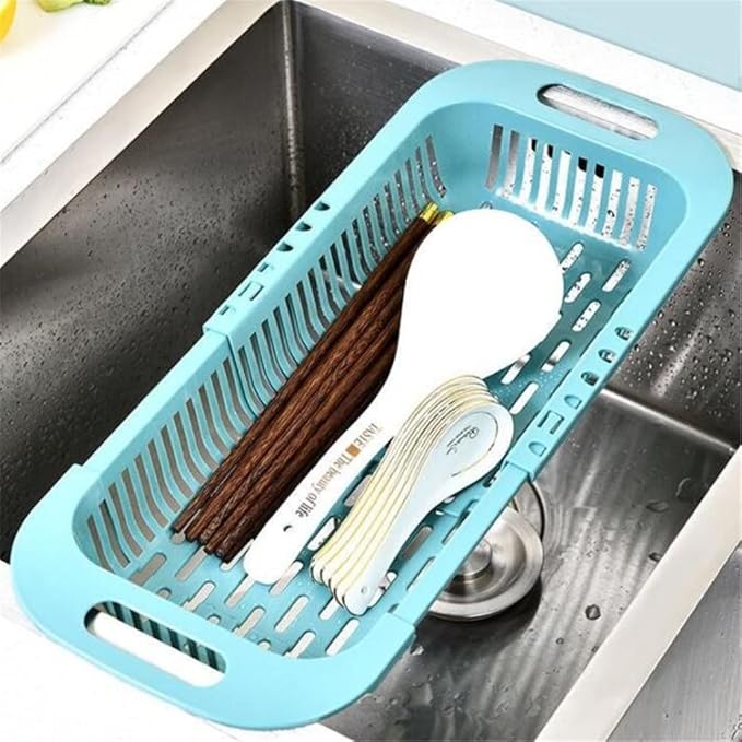 JSEIAJB Telescopic Vegetable Basket, Vegetable Washing Basket, Cabbage Basket, Drain Basket, Double-Layer Vegetable(E)