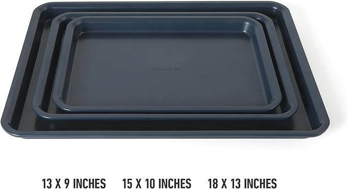 Calphalon Legacy 3 Piece 18 ", 15" and 13" PFA Free Nonstick Cookie Sheet - Navy Blue