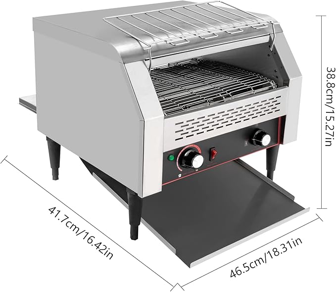 Commercial Toaster Conveyor Electric Stainless Steel Restaurant Toaster Oven for Bagel Burgers Bun Bread Heavy Duty Industrial Conveyor Toasters (150 Slices/Hour)