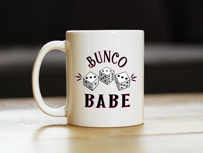 Bunco Babe Coffee Mug - Bunco Decor and Bunco Gifts for Women - 11oz White Ceramic Mug