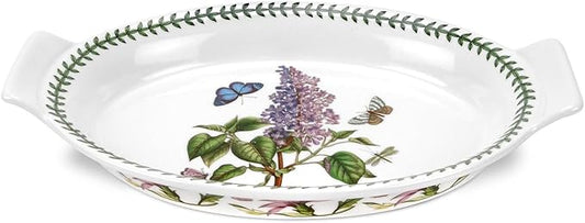 Portmeirion Botanic Garden Oval Gratin Dish Large | 12.5 Inch Baking Dish for Roasting, Gartin and Baking | Made of Fine Porcelain | Oven, Microwave and Dishwasher Safe
