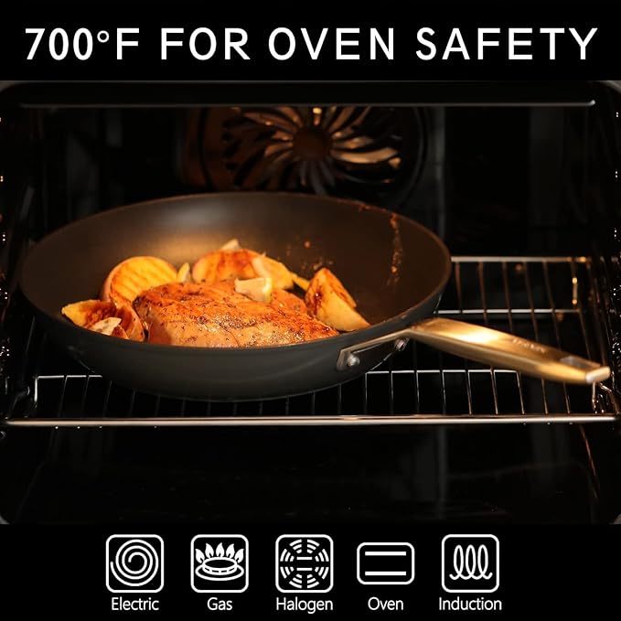 MsMk 7 inch Small Egg Nonstick Frying Pan with Lid, Eggs Omelette Burnt also Non stick, Scratch-resistant, Induction Skillet, Oven Safe to 700°F Pan for Cooking, Dishwasher Safe