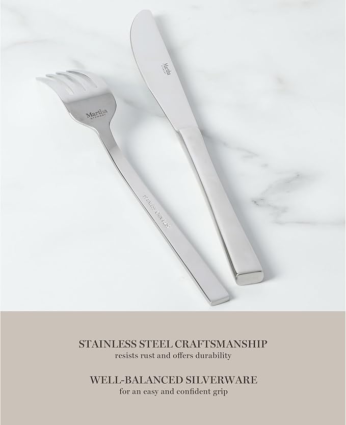 Martha Stewart Southalnd 20 Piece Flatware Mirror Polish Silverware Set - Stainless Steel Utensils - Forks, Spoons, Knives