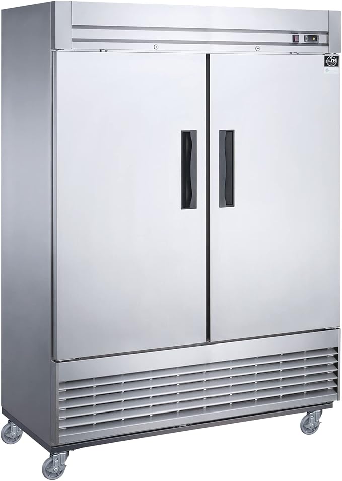 54" W Commercial Reach-in Freezer, ETL Upright 2 doors Auto-Defrost, 49 cu. ft. Bottom Mounted, stainless steel for Restaurant Kitchen Home Bar Shop -8°F