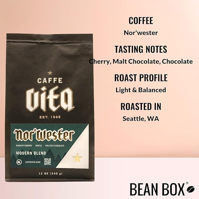 Nor'wester - Roasted by Caffe Vita - Whole Bean Coffee - 12 Ounce Bag