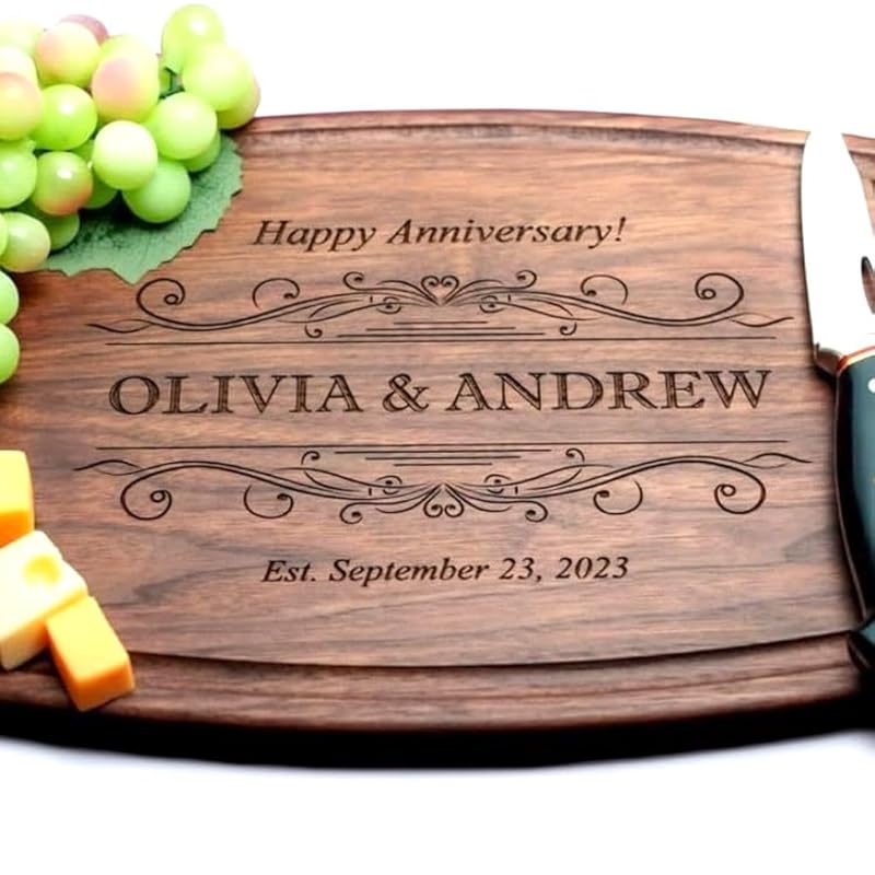 Straga Personalized Cutting Boards | Handmade Wood Engraved Charcuterie | Custom Wedding, Anniversary, Housewarming Gift for Newlyweds 002