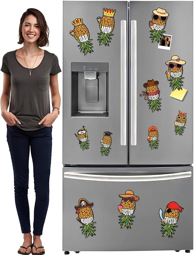 Custom Upside Down Pineapple Cruise Door Magnets Stickers Decals Magnetic Reusable Cruiser Ship Magnet for Doors Car Fridge Refrigerator Birthday Kitchen Decor