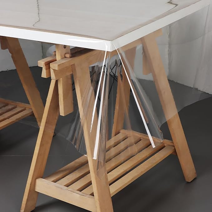 Pioggia Clear Tablecloth Protector Square Waterproof Oil-Proof Plastic Table Cloth Wipeable PVC Table Cover for Indoor and Outdoor (Clear, 60 x 60 Inch)