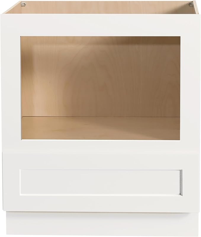 Solid Wood RTA 30" Microwave Base Cabinet,Kitchen Oven Cabinet - with 1 Full Overlay Drawer (Frame Dimension: 24''W*16''H) (White, 30" Width x 24" Depth x 34 1/2" Height)