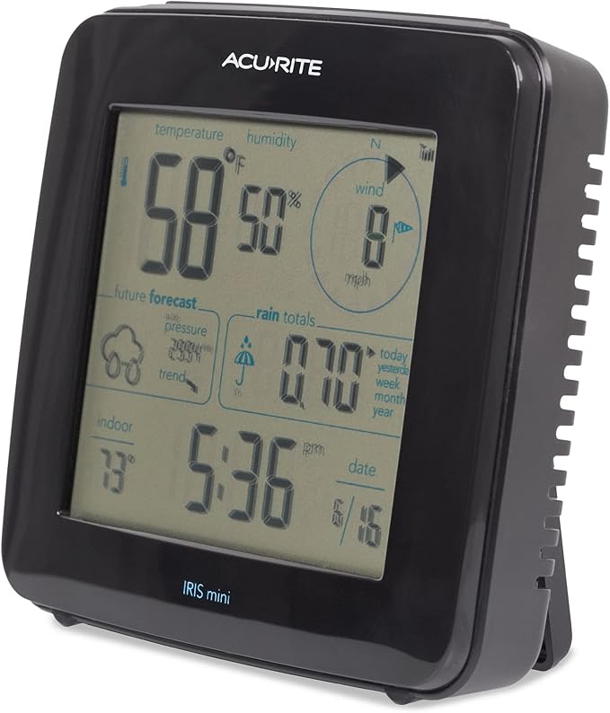 AcuRite Iris Weather Station with Mini Wireless Display for Temperature, Humidity, Wind Speed, Wind Direction, Historic Rainfall Totals, and Hyperlocal Forecast with Built-in Barometer (01122M)