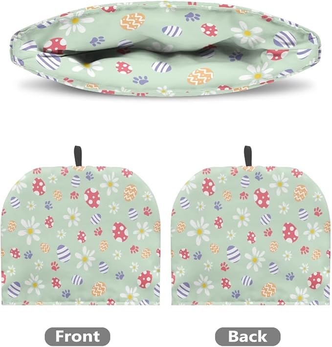 Tea Cozy for Teapots with Handle, Easter Eggs Paw & Daisy Print Dust Insulated Cover, Hanging Fold-Up Design, Suitable for Kitchen and Living Room Table Decoration